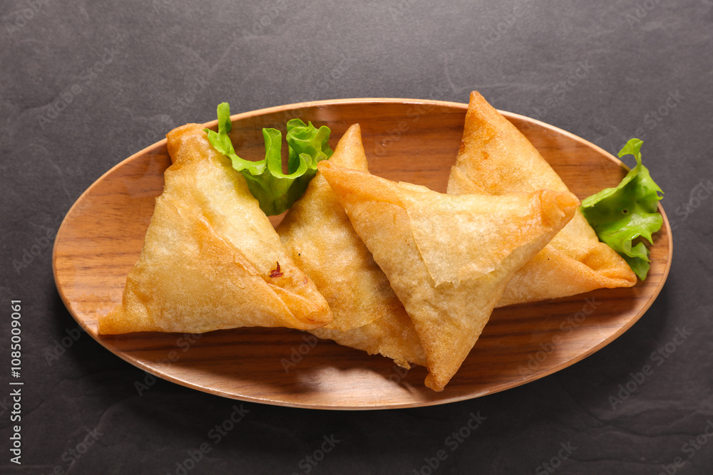 fried samosa, top view fried samosa, top view