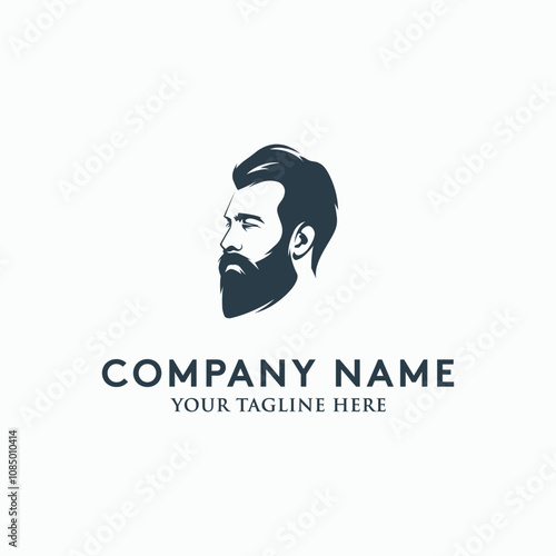 Bearded cool man logo vector illustration