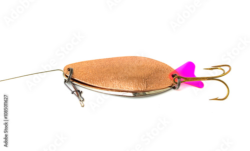 metal spoon for catching a predatory fish on white background