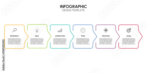 Business Infographic template. Card design for 6 labels. Template for presentation. Full-color shade label graphic