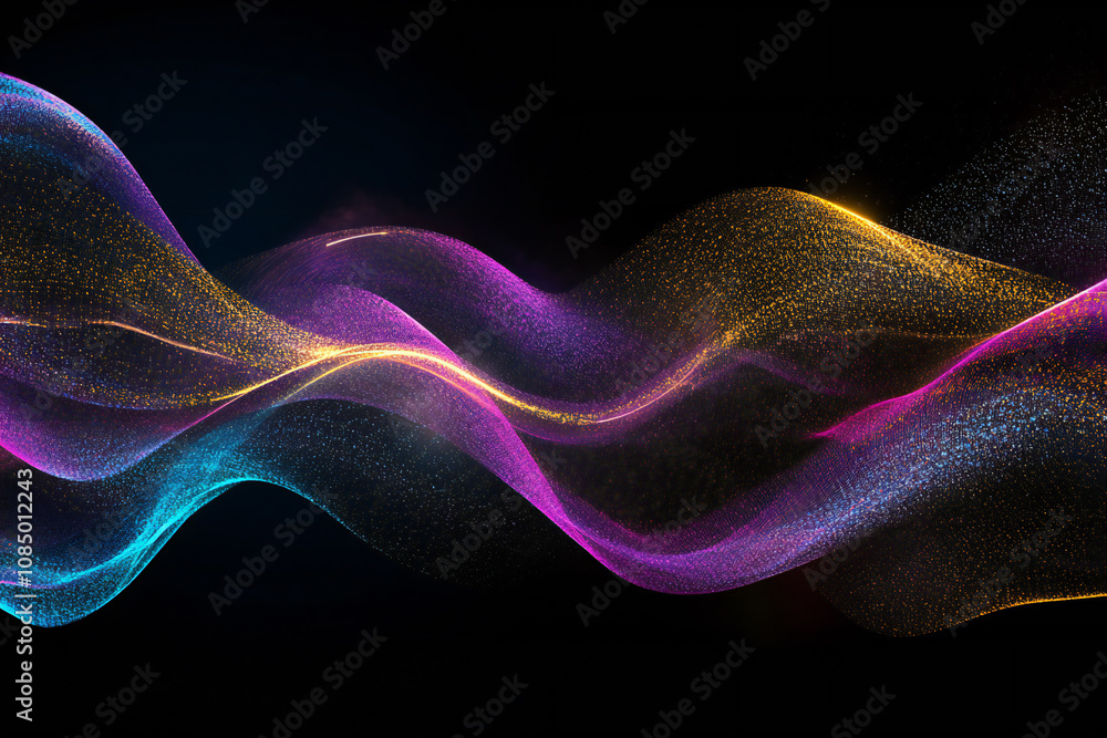 Fototapeta premium Colorful Light Trails with Glowing Neon Waves and Vibrant Energy Flow
