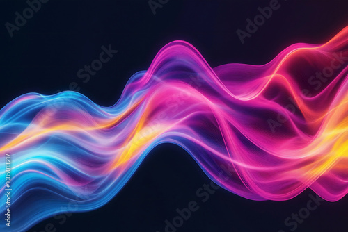 Colorful Light Trails with Glowing Neon Waves and Vibrant Energy Flow