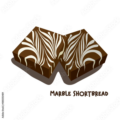 Vector illustration of famous Malaysian traditional Eid festive dessert, kuih Raya called marble shortbread 