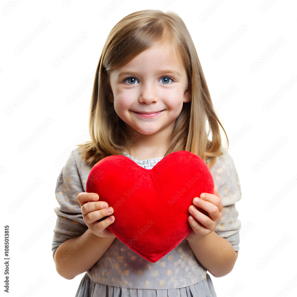 little girl holding a red heart valentine day concept on white background little girl holding a red heart valentine day concept on white background