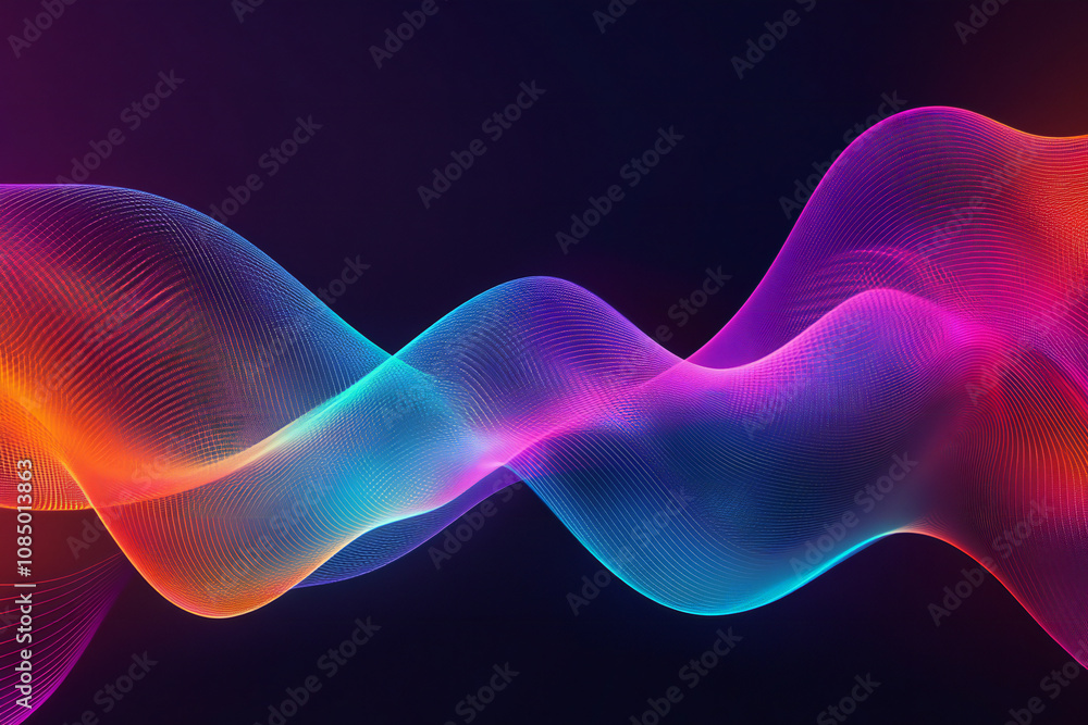 Fototapeta premium Colorful Light Trails with Glowing Neon Waves and Vibrant Energy Flow