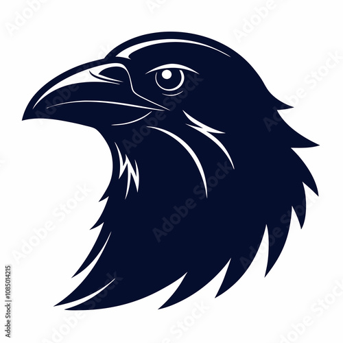 American crow head icon silhouette vector illustration on white background