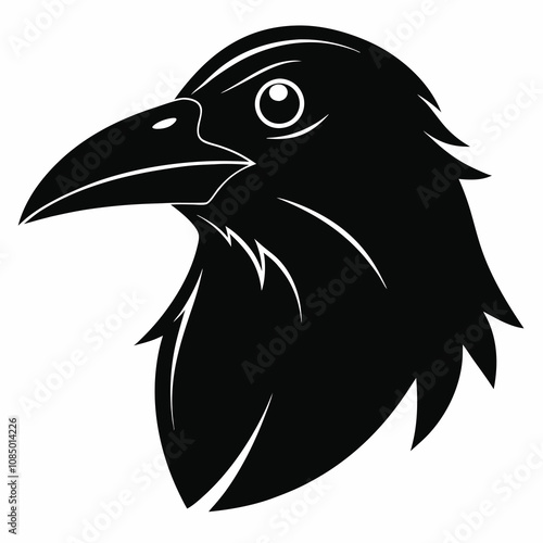 American crow head icon silhouette vector illustration on white background