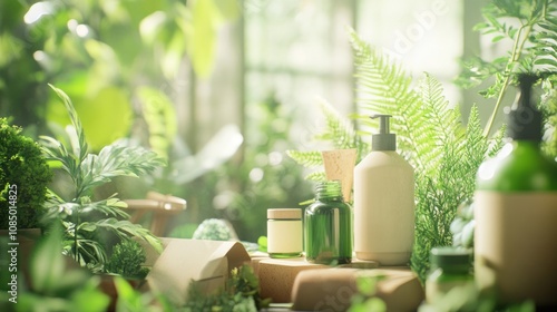 Natural Beauty Products in Lush Greenery