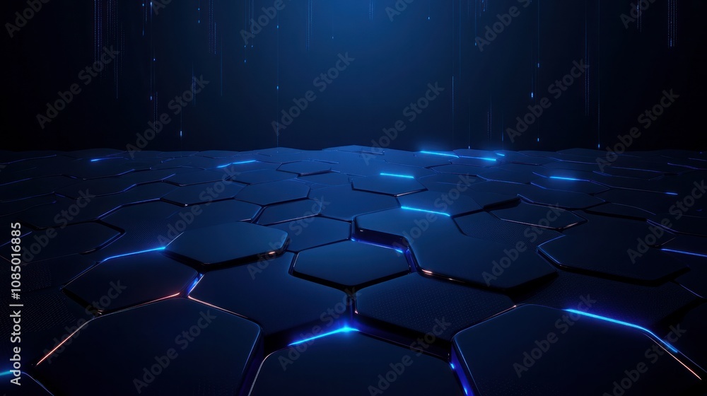 Futuristic hexagonal network design in blue tones. Futuristic hexagonal network design in blue tones.