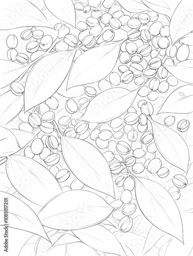 h coffee beans and leaves