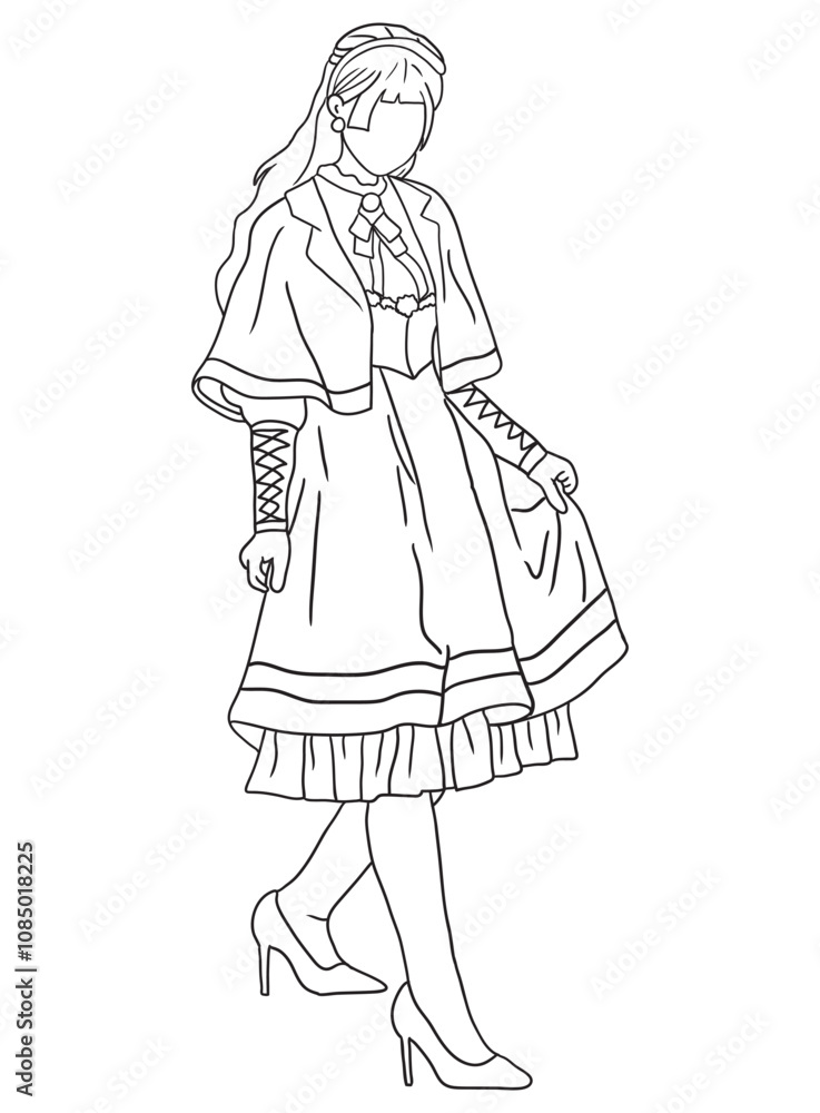 Classic black-and-white artwork depicting a young woman in vintage clothing. A nostalgic, retro-style illustration, ideal for historical, fashion, or artistic themes. Classic black-and-white artwork depicting a young woman in vintage clothing. A nostalgic, retro-style illustration, ideal for historical, fashion, or artistic themes.