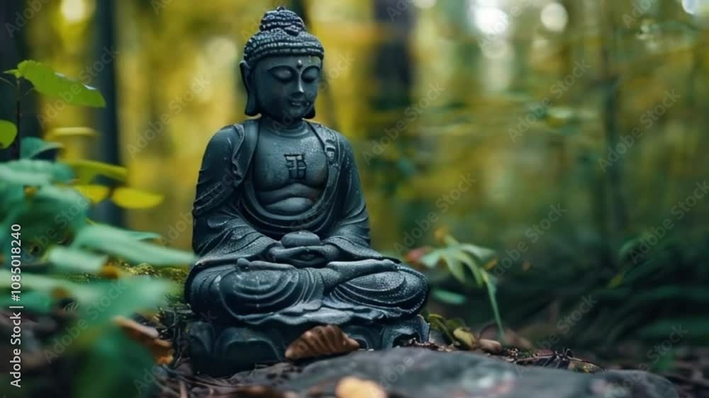 Greeting card with ancient statue great Buddha on holiday composition Greeting card with ancient statue great Buddha on holiday composition