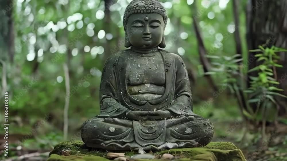 Greeting card with ancient statue great Buddha on holiday composition Greeting card with ancient statue great Buddha on holiday composition
