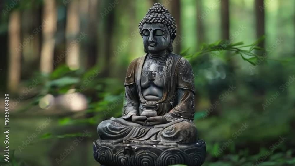 Greeting card with ancient statue great Buddha on holiday composition Greeting card with ancient statue great Buddha on holiday composition