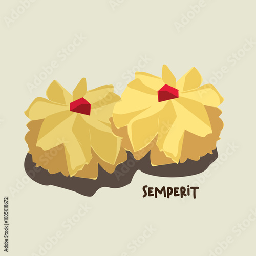 Vector illustration of famous Malaysian traditional Eid festive dessert, kuih Raya called semperit 