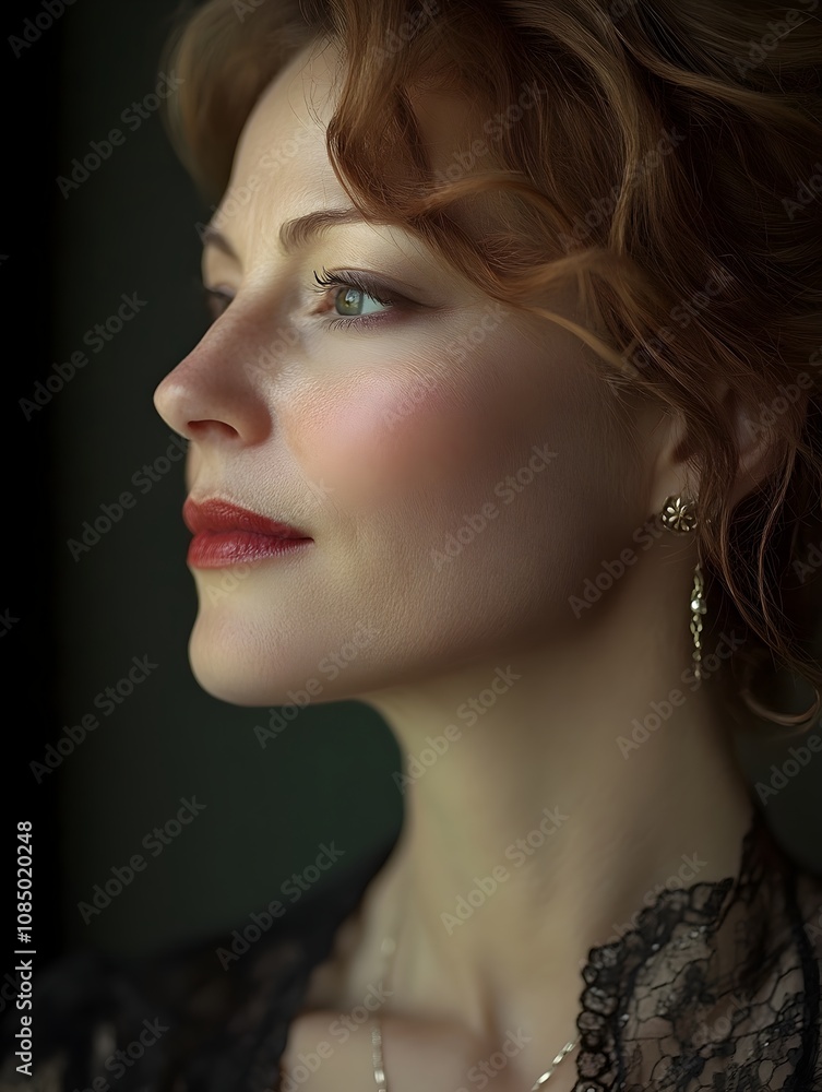 Obraz premium Elegant and Emotive Portrait of a Captivating Woman in Soft Lighting