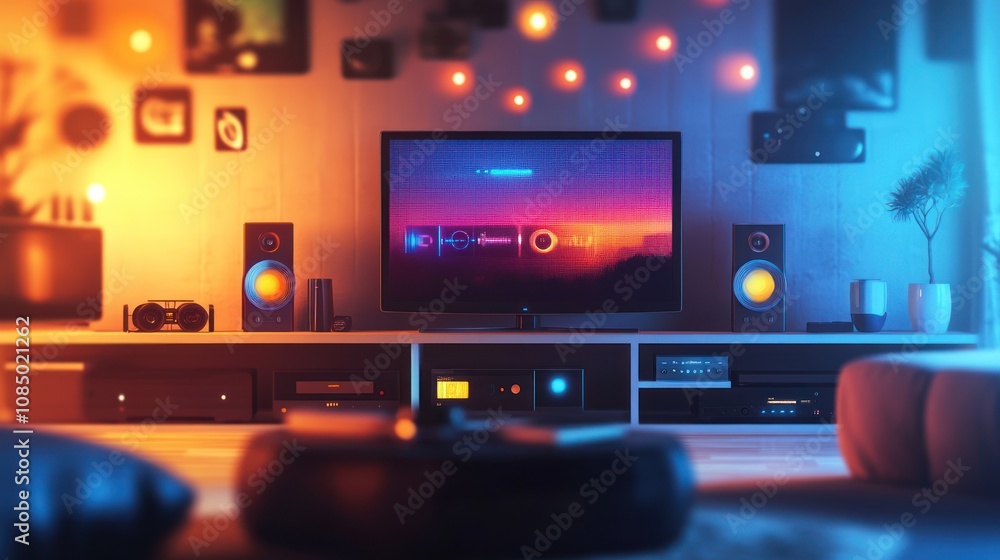 Modern Living Room with Home Theater Modern Living Room with Home Theater