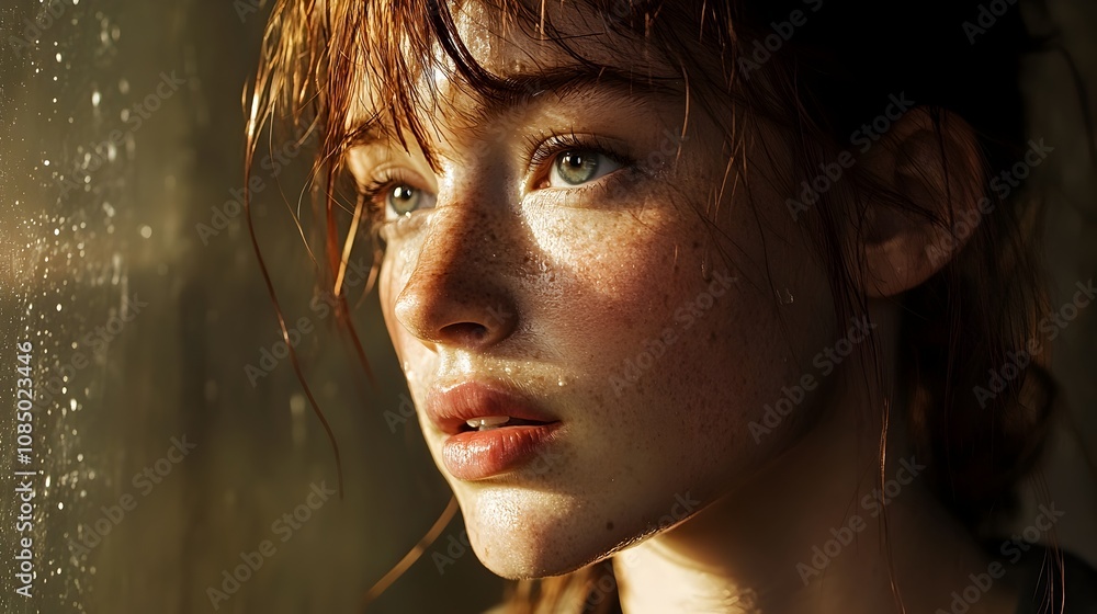 Captivating Portrait of a Pensive and Emotionally Expressive Female Character in Natural Lighting Captivating Portrait of a Pensive and Emotionally Expressive Female Character in Natural Lighting