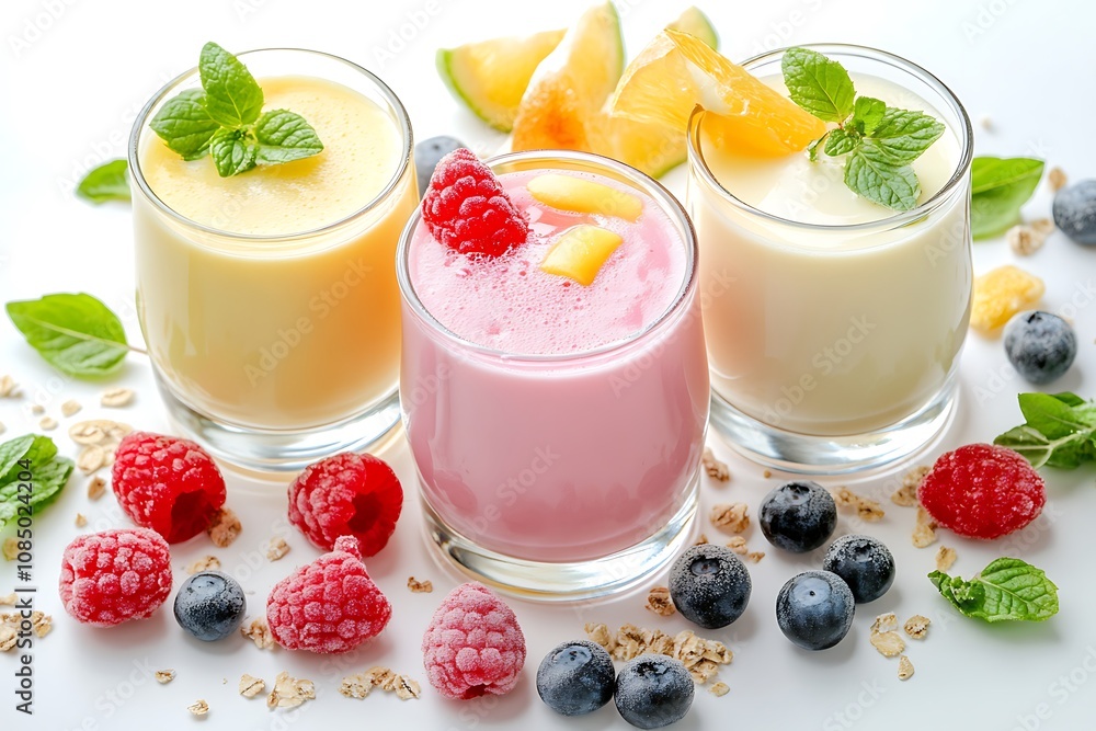 Flavoured Milk isolated on white background, close up Flavoured Milk isolated on white background, close up