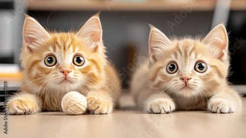 Wallpaper Mural Playful Kittens Chasing a Ball of Yarn Torontodigital.ca