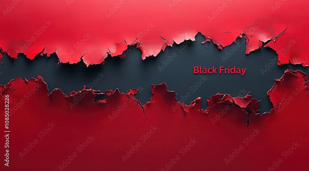 Black Friday sale announcement with dramatic torn paper design Black Friday sale announcement with dramatic torn paper design