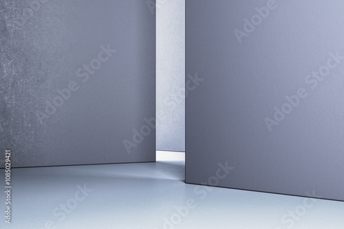 Abstract Geometric Interior with Grey Walls. 3D Rendering