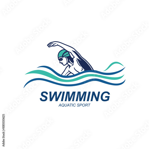 Logo of a swimmer swimming club or swimming school logo design template inspiration