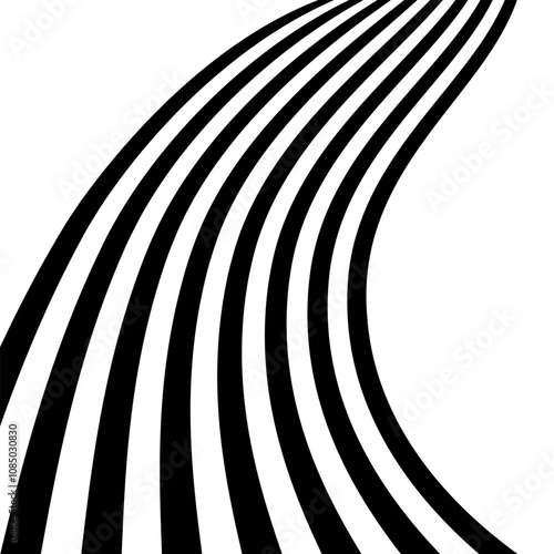 Abstract Curved Perspective Black White Stripes Lines