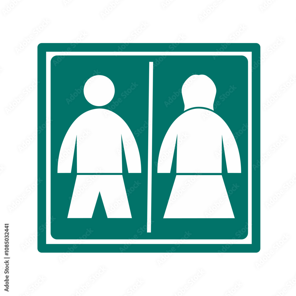 Simple male and female toilet sign icon silhouette illustration vector design. Displayed on green background. Ideal for public places that require clear signage for inclusive bathrooms. Simple male and female toilet sign icon silhouette illustration vector design. Displayed on green background. Ideal for public places that require clear signage for inclusive bathrooms.