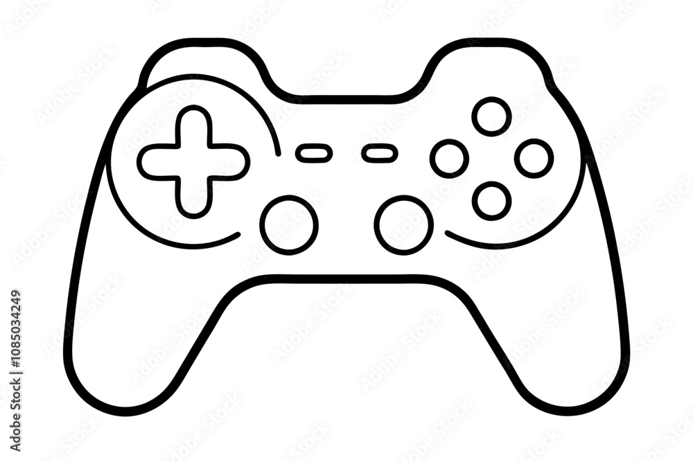 Black Gaming Controller Outline Design. line art of a game controller with classic design Black Gaming Controller Outline Design. line art of a game controller with classic design