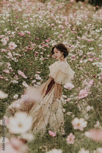 Wallpaper Mural Serene Romantic Photoshoot in Blooming Field of Flowers Torontodigital.ca