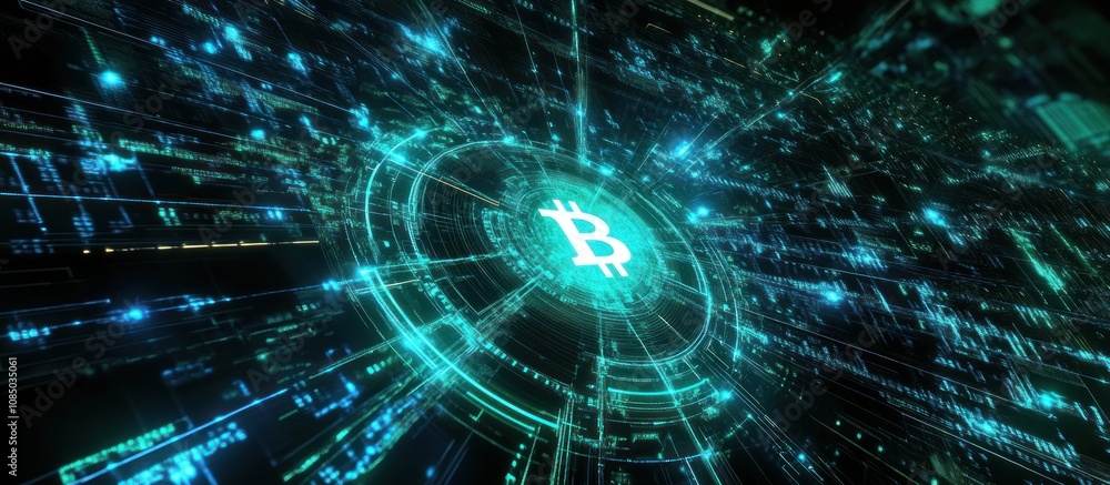 Fototapeta premium Futuristic Bitcoin network.