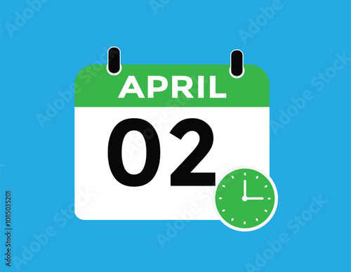  april 2 calendar icon Date Month calendar icon vector illustration
