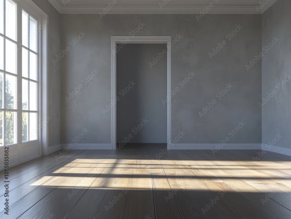 Empty Room with Door and Window Empty Room with Door and Window