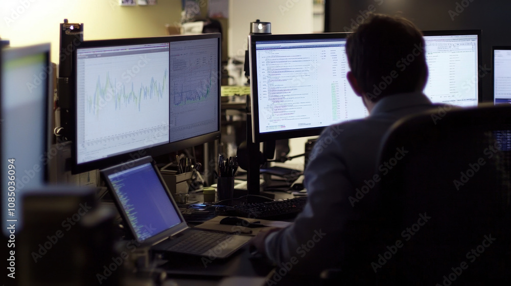 Serene Office Environment with Focused Individual Serene Office Environment with Focused Individual