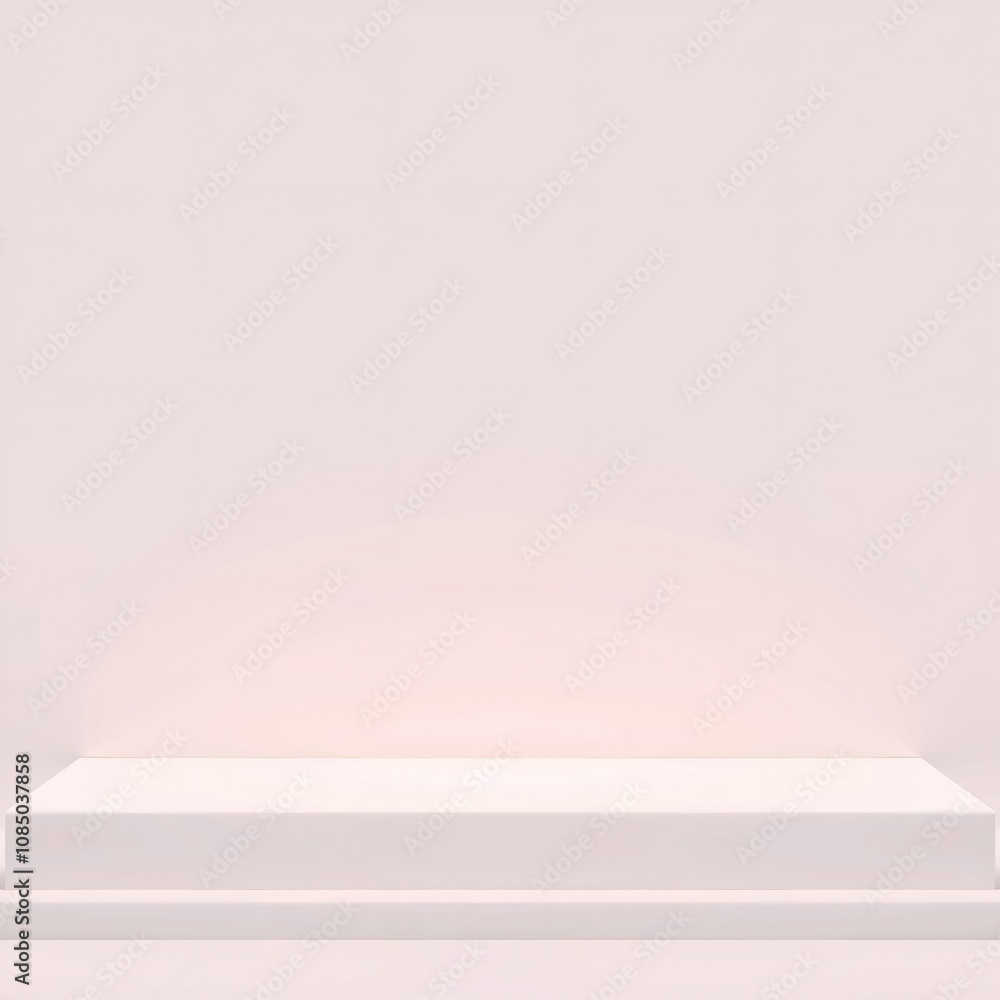 Minimalist white podium on light pink background. Minimalist white podium on light pink background.