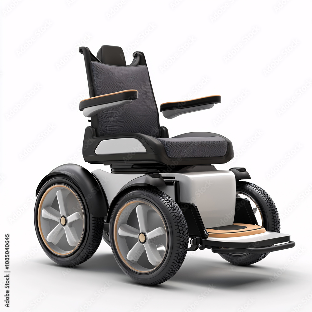 A 3D rendering of an electric wheelchair, mobility scooter, indoor power chair, and motorized wheelchair AI generated. A 3D rendering of an electric wheelchair, mobility scooter, indoor power chair, and motorized wheelchair AI generated.