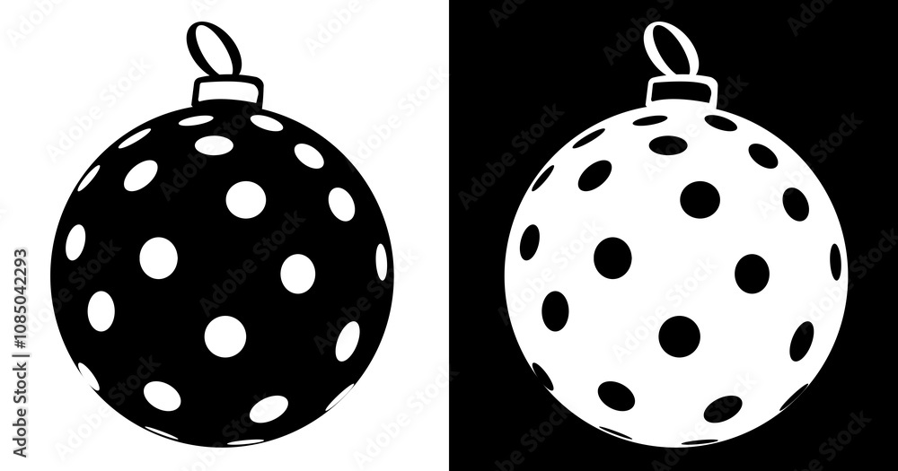 Simple vector drawing icon of a Christmas Ball ornaments in polka dots motif, Christmas tree decoration, Christmas bulbs. Simple vector drawing icon of a Christmas Ball ornaments in polka dots motif, Christmas tree decoration, Christmas bulbs.