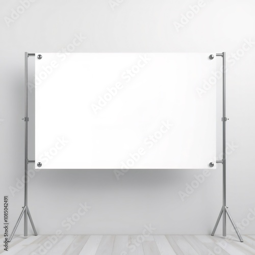 Blank banner on a stand in a studio setting.