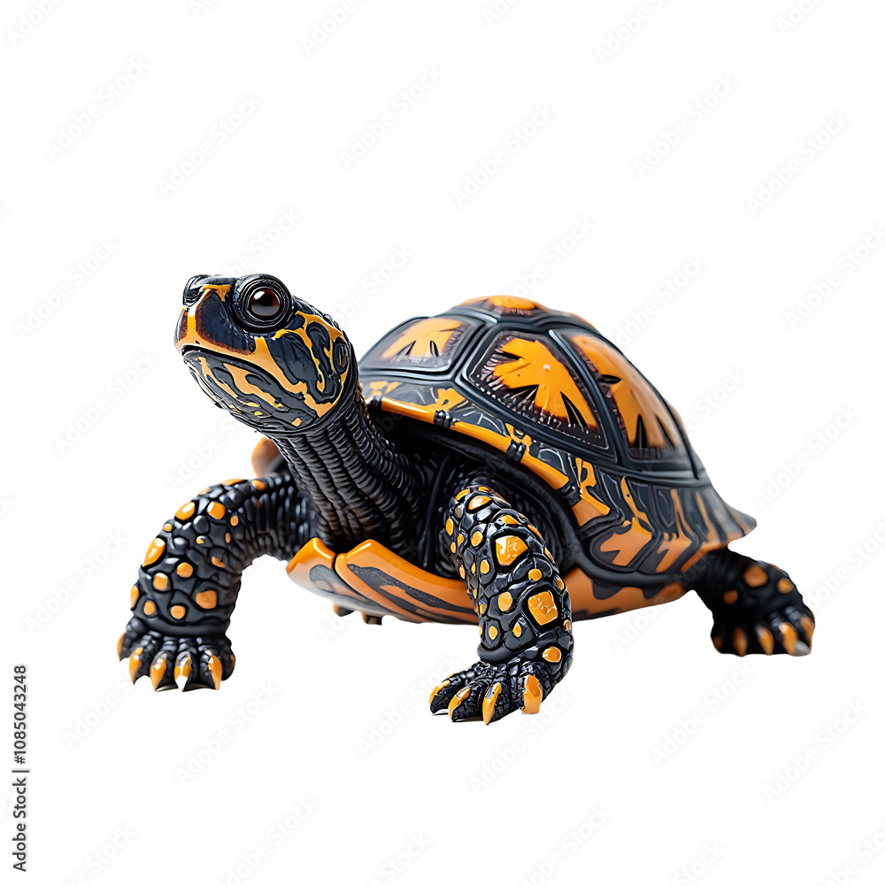 Fototapeta premium A 3d black Turtle on a Transparent Background