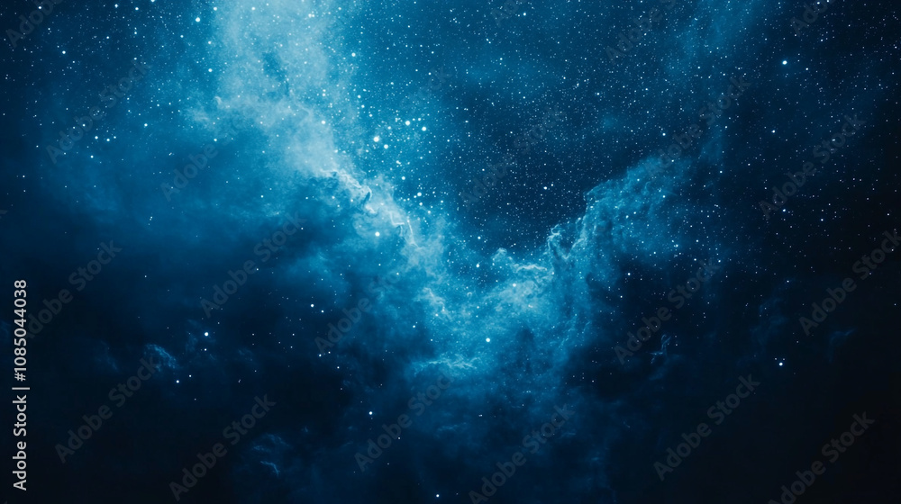 Fototapeta premium A breathtaking view of the night sky filled with stars and cosmic clouds in deep blue tones