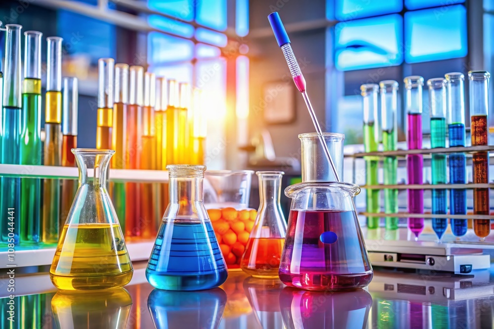 Micropipettes and Culture Flasks on a Smooth Lab Bench Surrounded by Chemical Solutions for Urban Exploration Photography Micropipettes and Culture Flasks on a Smooth Lab Bench Surrounded by Chemical Solutions for Urban Exploration Photography