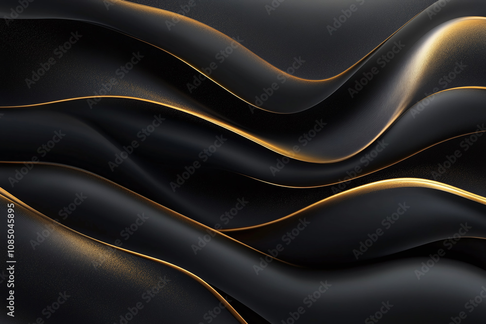Obraz premium Abstract Black and Gold Design with Smooth Flowing Lines and Metallic Accents
