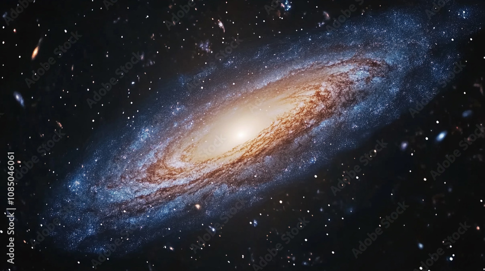 Obraz premium Stunning view of a spiral galaxy with bright core and distant stars captured in deep space