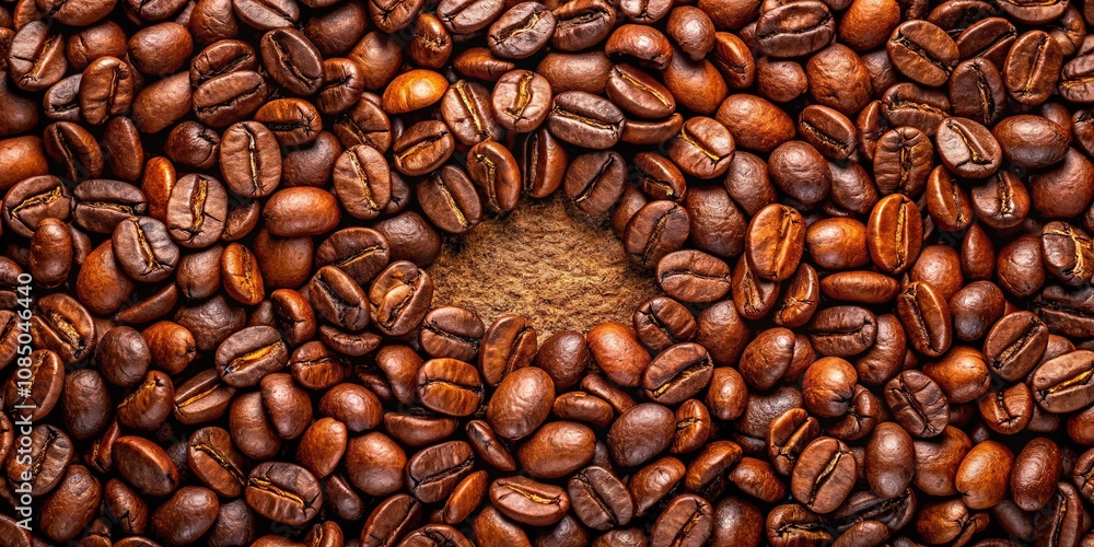 Obraz premium Coffee Bean Half Circle, Product Photography, Food Photography, Gourmet Coffee, Roasted Beans, High Quality, Close-up