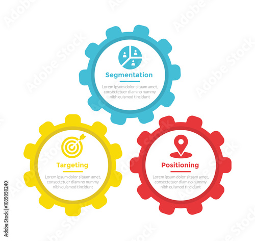STP marketing analysis infographics template diagram with hexagonal on circular cycle with 3 point step design for slide presentation