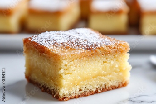 Delicious Layered Lemon Bars with a Dusting of Powdered Sugar