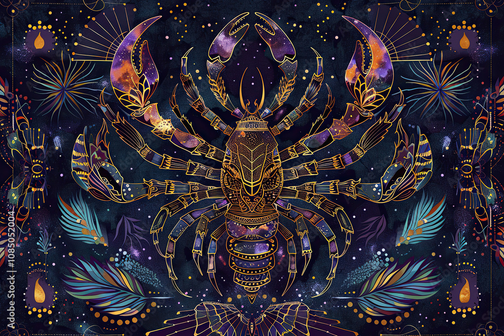Fototapeta premium Astrological composition with concept of Scorpio zodiac sign symbol
