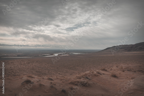 Horizontal landscape river view, mars landscape