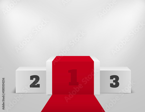 Winner podium. 1st place pedestal. Vector illustration for award winners.